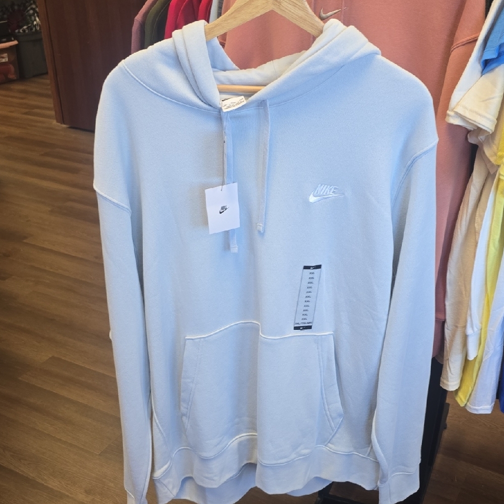 Nike Light Blue Pullover Hoodie with Embroidered Logo